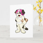 サッカー場にいる犬 カード (黄色い花)