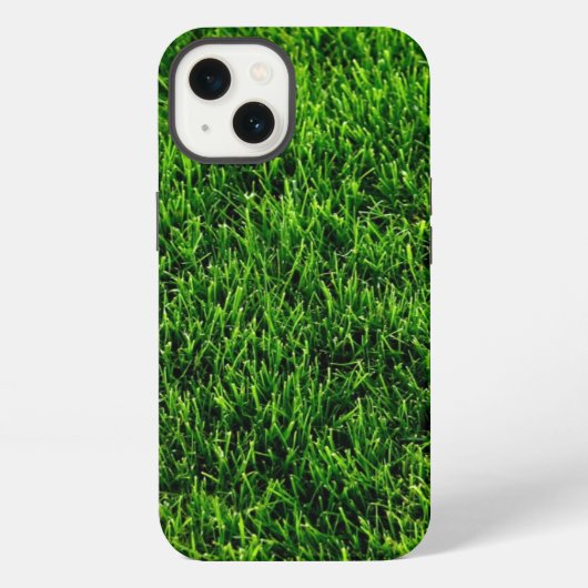 サッカー場の緑の芝のテクスチャー iPhoneケース (裏面)