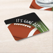 サッカー場の試合日 スクエアペーパーコースター (アングル)