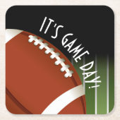 サッカー場の試合日 スクエアペーパーコースター (正面)