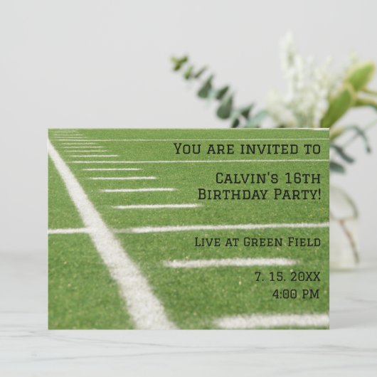 サッカー場の誕生日パーティーの招待 招待状 (スタンド正面)