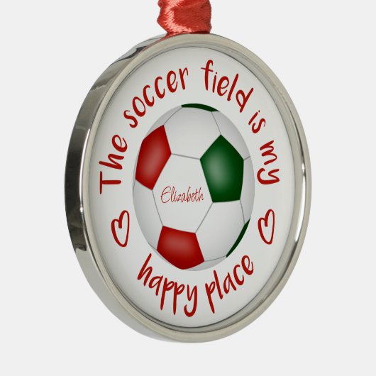 サッカー場は私の幸せな場所だ メタルオーナメント (右)