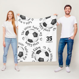 サッカー場は私の幸せな場所の女の子スポーツだ フリースブランケット