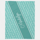 サッカー場は私の幸せな場所ティール(緑がかった色)白 フリースブランケット (正面)