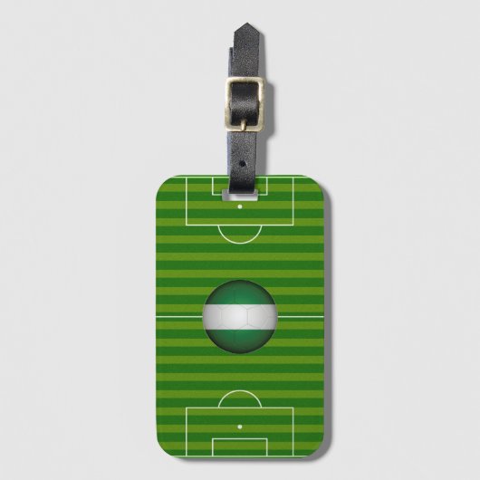 サッカー場(ナイジェリア国旗のボール) ラゲッジタグ (正面縦)