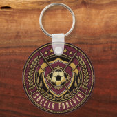 サッカー大好きファン ヴィンテージサッカーのクレスト キーホルダー (正面)