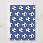 サッカー大好き3歳誕生日パーティー 青いスポーツ ボーイズ 招待状 (裏面)
