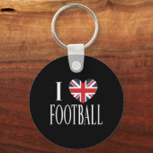 サッカー大好き!イギリス国旗ハート サッカー愛 キーホルダー (正面)