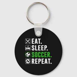 サッカー大好き!サッカー選手のための面白グッズ Eat Sleep Soccer Repeat キーホルダー