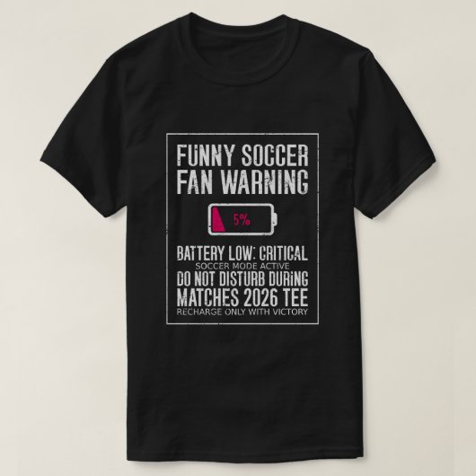 サッカー大好き！バッテリー残量警告 Tシャツ (デザイン正面)
