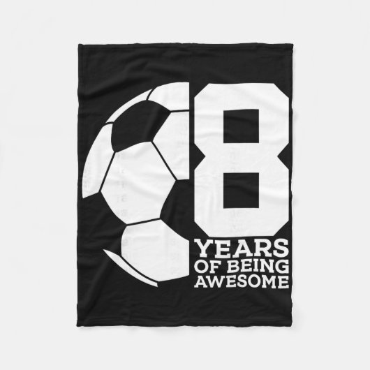 サッカー大好き！8歳の誕生日おめでとう フリースブランケット (正面)