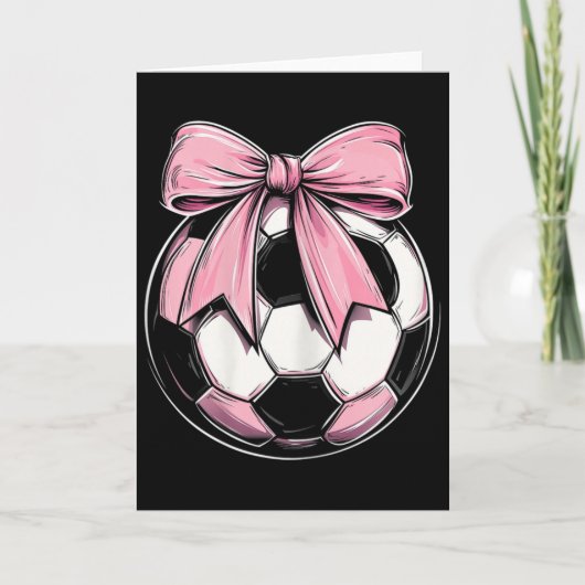 サッカー女子のかわいいリボン飾り カード (正面)