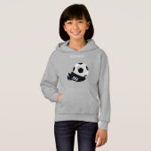 サッカー女子グレー·フード付きスウェットシャツパーソナライズされた。 (正面フル)