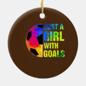 サッカー女子サッカーゴールの女の子だけの女の子 セラミックオーナメント (裏面)