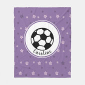 サッカー女子スポーツスターかわいい紫パーソナライズされた色 フリースブランケット (正面)