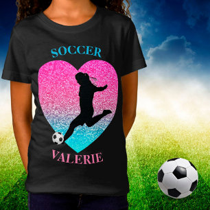 サッカー女子ハートTシャツ Tシャツ