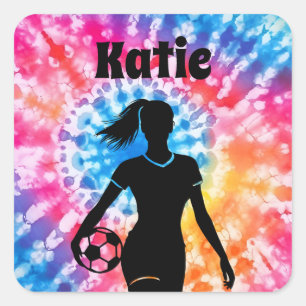 サッカー女子パーソナライズされたタイ – レインボーアクアレ スクエアシール