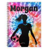 サッカー女子パーソナライズされたタイ – レインボーアクアレ ノートブック (正面)