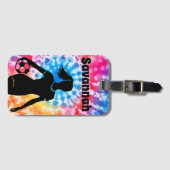 サッカー女子パーソナライズされたタイ – レインボーアクアレ ラゲッジタグ (正面横)