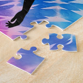 サッカー女子パーソナライズされたネクタイ染めレインボーバースト ジグソーパズル (側面)