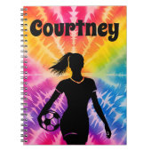 サッカー女子パーソナライズされたネクタイ染めレインボーバースト ノートブック (正面)