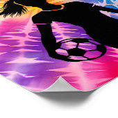 サッカー女子パーソナライズされたネクタイ染めレインボーバースト ポスター (角)