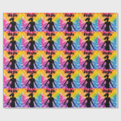 サッカー女子パーソナライズされたネクタイ染めレインボーバースト ラッピングペーパー (フラット)