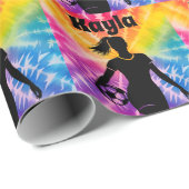 サッカー女子パーソナライズされたネクタイ染めレインボーバースト ラッピングペーパー (ロールコーナー)