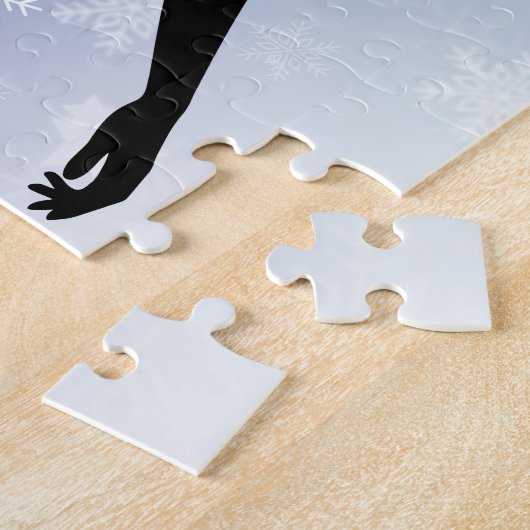 サッカー女子パーソナライズされた冬の雪グラデーション片 ジグソーパズル (側面)