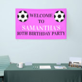 サッカー女子ピンクの誕生日の壁 横断幕 (トレードショー)