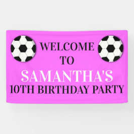 サッカー女子ピンクの誕生日の壁 横断幕