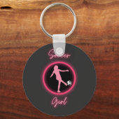 サッカー女子ピンクグロー キーホルダー (正面)