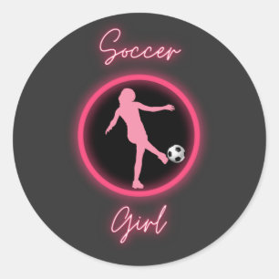 サッカー女子ピンクグロー ラウンドシール