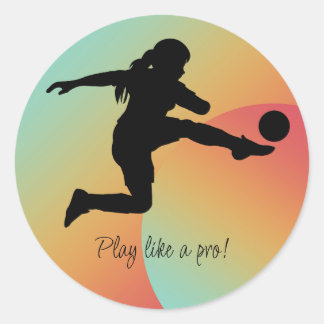 サッカー女子プレーヤーサッカーチーム ラウンドシール