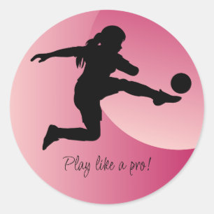サッカー女子プレーヤーサッカーチーム ラウンドシール
