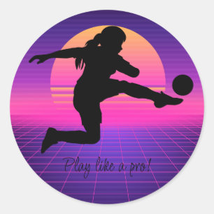 サッカー女子プレーヤーサッカーチーム ラウンドシール