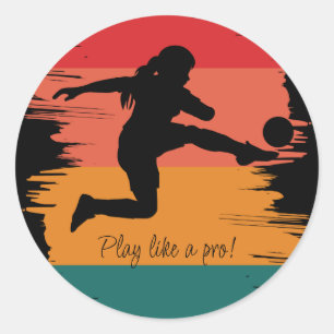 サッカー女子プレーヤーサッカーチーム ラウンドシール