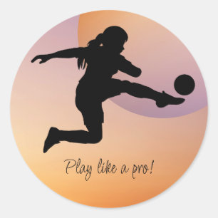 サッカー女子プレーヤーサッカーチーム ラウンドシール