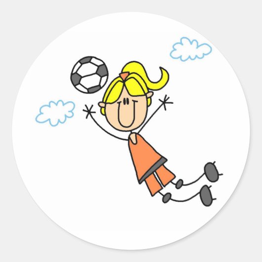サッカー女子レイアウトのシール ラウンドシール (正面)