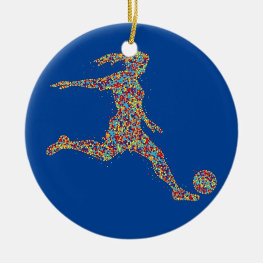 サッカー女子女流棋士  セラミックオーナメント (正面)