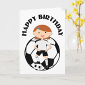 サッカー女子3とボール白黒 カード (黄色い花)