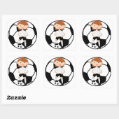 サッカー女子3とボール白黒 スクエアシール (シート)