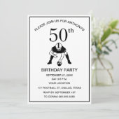 サッカー好きなパパの50歳誕生日パーティー 黒 スポーツ 招待状 (スタンド正面)