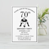サッカー好きなパパの70歳誕生日パーティー 黒 スポーツ 招待状 (スタンド正面)