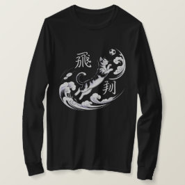 サッカー好きな猫のTシャツ レディース長袖 Tシャツ