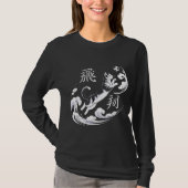 サッカー好きな猫のTシャツ レディース長袖 Tシャツ (正面)
