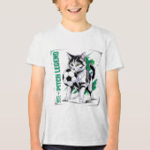 サッカー好きな猫伝説 面白いスポーツ愛好家のギフト トライブレンドTシャツ (正面)