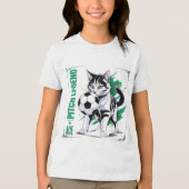 サッカー好きな猫伝説 面白いスポーツ愛好家のギフト トライブレンドTシャツ (正面)