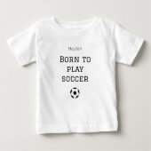 サッカー好きな赤ちゃんのためのベビー服 名前入り ベビーTシャツ (正面)