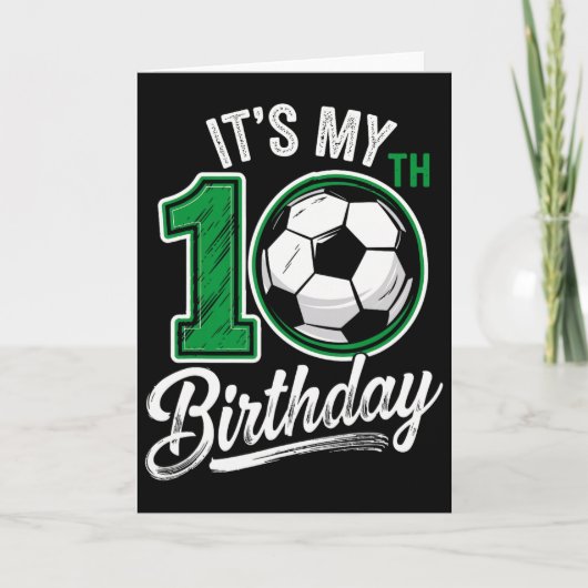 サッカー好きな10歳の誕生日おめでとう！10歳の誕生日  カード (正面)
